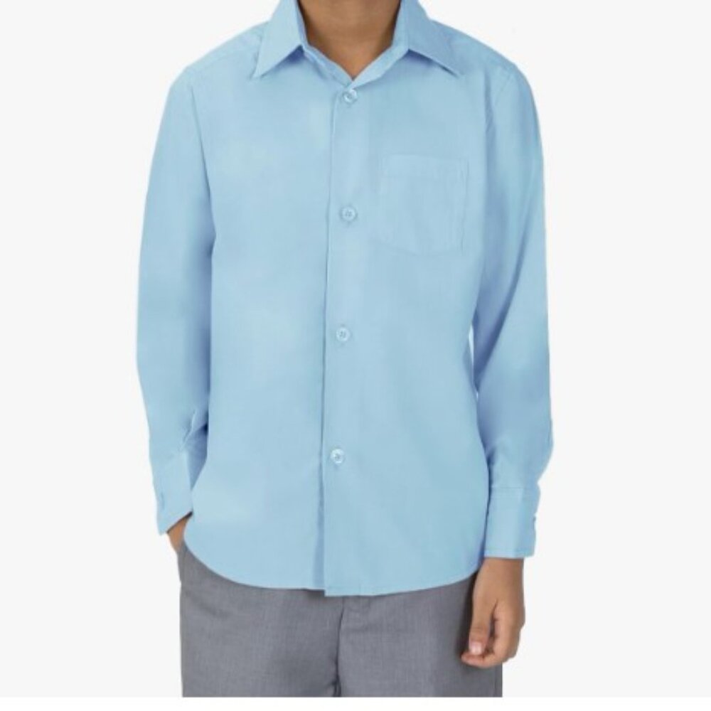 Boys Size 5 Sky Blue Button Down Long Sleeve Shirt